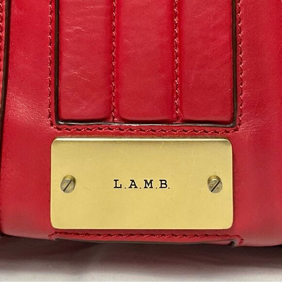 L.A.M.B. Red Leather Satchel Handbag Gwen Stefani 2011 Bag Purse Top Handle - Picture 13 of 14